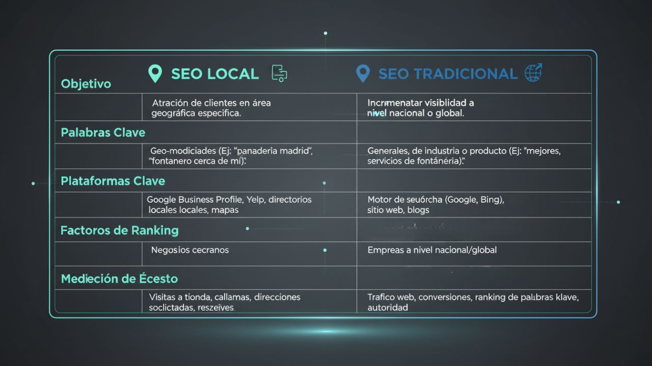 comparativa seo local, seo tradicional